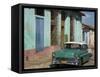 Typical Paved Street with Colourful Houses and Old American Car, Trinidad, Cuba, West Indies-Eitan Simanor-Framed Stretched Canvas