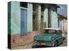 Typical Paved Street with Colourful Houses and Old American Car, Trinidad, Cuba, West Indies-Eitan Simanor-Stretched Canvas