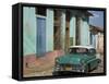 Typical Paved Street with Colourful Houses and Old American Car, Trinidad, Cuba, West Indies-Eitan Simanor-Framed Stretched Canvas