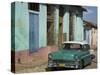 Typical Paved Street with Colourful Houses and Old American Car, Trinidad, Cuba, West Indies-Eitan Simanor-Stretched Canvas