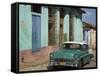 Typical Paved Street with Colourful Houses and Old American Car, Trinidad, Cuba, West Indies-Eitan Simanor-Framed Stretched Canvas