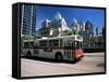 Typical Red and White Bus, Robson Square, Vancouver, British Columbia, Canada-Ruth Tomlinson-Framed Stretched Canvas