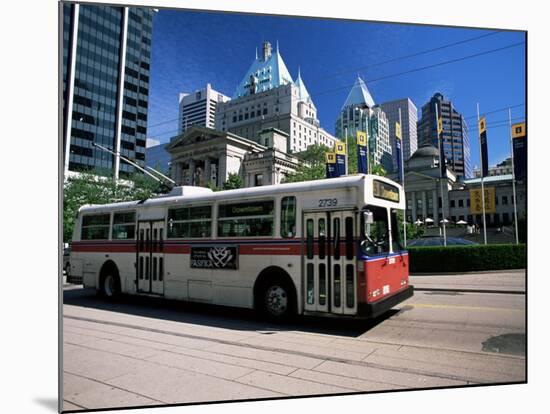 Typical Red and White Bus, Robson Square, Vancouver, British Columbia, Canada-Ruth Tomlinson-Mounted Photographic Print