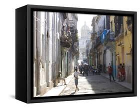 Typical Residential Street in Havana Vieja, Havana, Cuba-Lee Frost-Framed Stretched Canvas