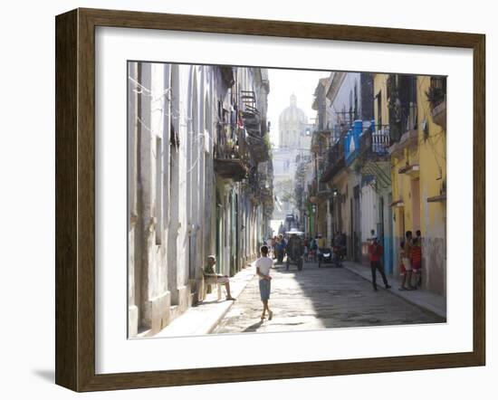 Typical Residential Street in Havana Vieja, Havana, Cuba-Lee Frost-Framed Photographic Print