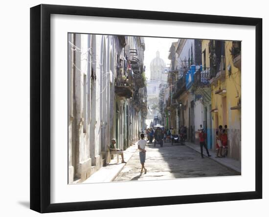 Typical Residential Street in Havana Vieja, Havana, Cuba-Lee Frost-Framed Photographic Print