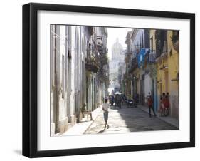 Typical Residential Street in Havana Vieja, Havana, Cuba-Lee Frost-Framed Photographic Print