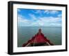 Typical river boat on Kaladan River near Settwe, Rakhine State, Myanmar-null-Framed Photographic Print