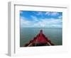 Typical river boat on Kaladan River near Settwe, Rakhine State, Myanmar-null-Framed Photographic Print