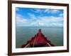 Typical river boat on Kaladan River near Settwe, Rakhine State, Myanmar-null-Framed Photographic Print