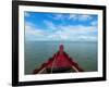 Typical river boat on Kaladan River near Settwe, Rakhine State, Myanmar-null-Framed Photographic Print