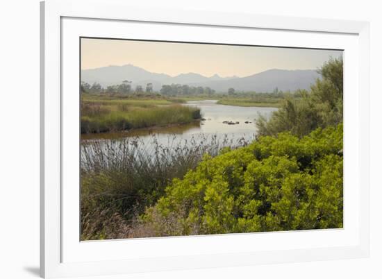 Typical Sardinian Landscape, Water Pond and Mountains in the Background, Costa Degli Oleandri-Guy Thouvenin-Framed Photographic Print