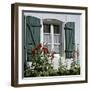 Typical Scene of Shuttered Windows and Hollyhocks, St. Martin, Ile de Re, Poitou-Charentes, France-Stuart Black-Framed Photographic Print