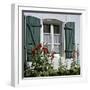 Typical Scene of Shuttered Windows and Hollyhocks, St. Martin, Ile de Re, Poitou-Charentes, France-Stuart Black-Framed Photographic Print