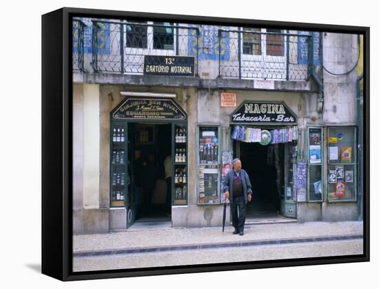 Typical Shop Fronts in the City Centre, Lisbon, Portugal, Europe-Gavin Hellier-Framed Stretched Canvas