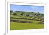 Typical Spring Landscape of Village, Cattle, Fields, Dry Stone Walls and Hills, May-Eleanor Scriven-Framed Photographic Print