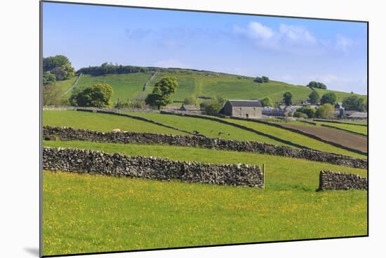 Typical Spring Landscape of Village, Cattle, Fields, Dry Stone Walls and Hills, May-Eleanor Scriven-Mounted Photographic Print