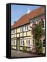 Typical Street of Pastel Houses, Aeroskobing, Aero, Denmark, Scandinavia, Europe-Ken Gillham-Framed Stretched Canvas
