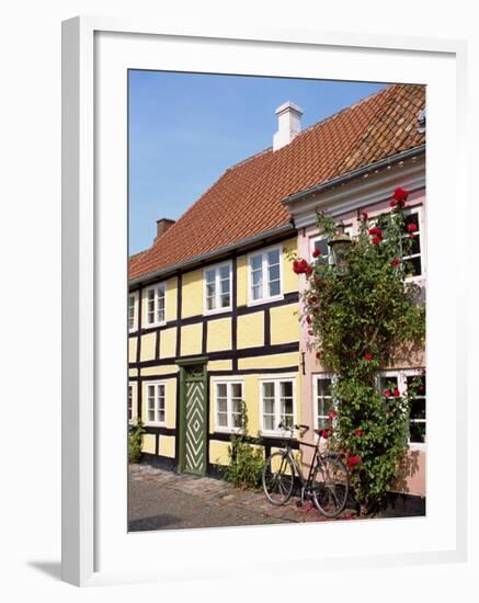 Typical Street of Pastel Houses, Aeroskobing, Aero, Denmark, Scandinavia, Europe-Ken Gillham-Framed Photographic Print