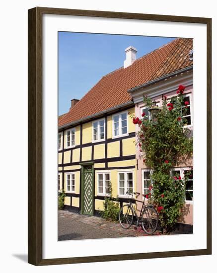 Typical Street of Pastel Houses, Aeroskobing, Aero, Denmark, Scandinavia, Europe-Ken Gillham-Framed Photographic Print