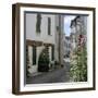 Typical Street Scene with Hollyhocks, St. Martin, Ile de Re, Poitou-Charentes, France, Europe-Stuart Black-Framed Photographic Print