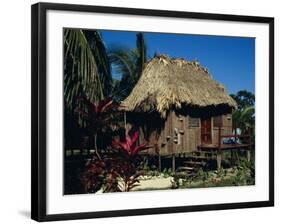 Typical Thatched Wooden Hut on the Island, Caye Caulker, Belize, Central America-Christopher Rennie-Framed Photographic Print