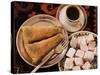 Typical Turkish Desserts - Baklava, Loukoumi (Turkish Delight), and Turkish Coffee, Turkey, Eurasia-Michael Short-Stretched Canvas