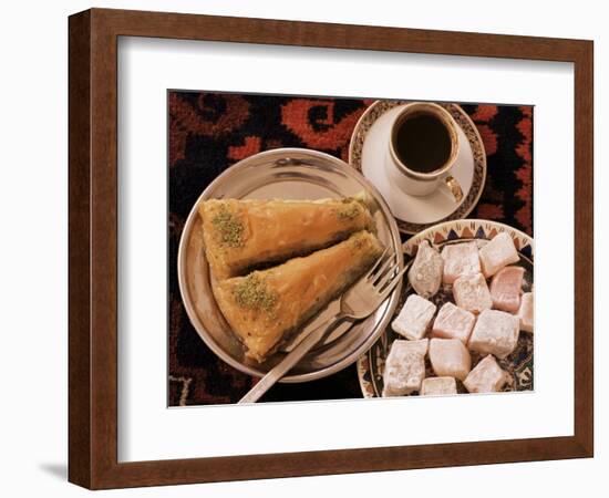 Typical Turkish Desserts - Baklava, Loukoumi (Turkish Delight), and Turkish Coffee, Turkey, Eurasia-Michael Short-Framed Photographic Print