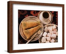 Typical Turkish Desserts - Baklava, Loukoumi (Turkish Delight), and Turkish Coffee, Turkey, Eurasia-Michael Short-Framed Photographic Print