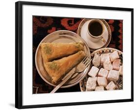 Typical Turkish Desserts - Baklava, Loukoumi (Turkish Delight), and Turkish Coffee, Turkey, Eurasia-Michael Short-Framed Photographic Print