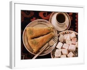 Typical Turkish Desserts - Baklava, Loukoumi (Turkish Delight), and Turkish Coffee, Turkey, Eurasia-Michael Short-Framed Photographic Print