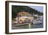 Typical Waterfront Taverna Illuminated at Dusk, Kioni, Ithaca (Ithaki)-Ruth Tomlinson-Framed Photographic Print