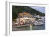 Typical Waterfront Taverna Illuminated at Dusk, Kioni, Ithaca (Ithaki)-Ruth Tomlinson-Framed Photographic Print