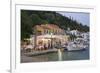 Typical Waterfront Taverna Illuminated at Dusk, Kioni, Ithaca (Ithaki)-Ruth Tomlinson-Framed Photographic Print