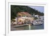 Typical Waterfront Taverna Illuminated at Dusk, Kioni, Ithaca (Ithaki)-Ruth Tomlinson-Framed Photographic Print