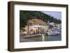 Typical Waterfront Taverna Illuminated at Dusk, Kioni, Ithaca (Ithaki)-Ruth Tomlinson-Framed Photographic Print