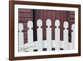 Typical white picket fence, Shaker Village of Pleasant Hill, Harrodsburg, Kentucky-Adam Jones-Framed Photographic Print