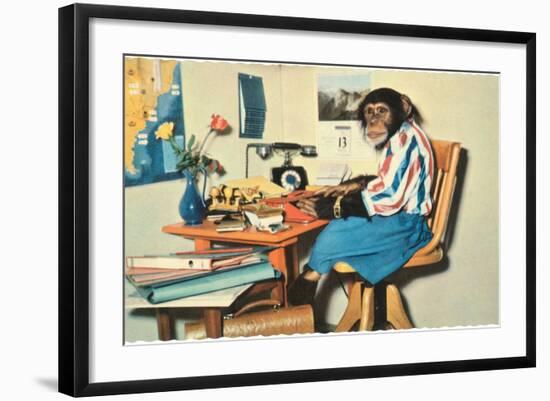 Typing Chimpanzee-null-Framed Art Print