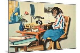 Typing Chimpanzee-null-Mounted Art Print