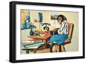 Typing Chimpanzee-null-Framed Art Print