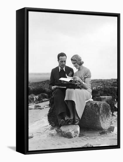 Typing on the Beach-null-Framed Stretched Canvas