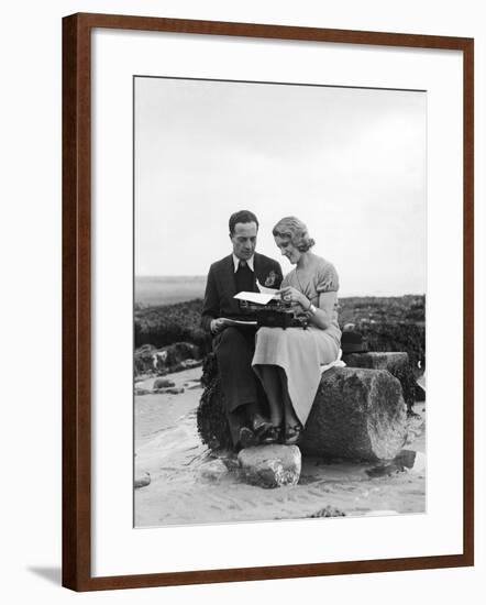 Typing on the Beach-null-Framed Photographic Print