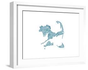 Typographic Cape Cod French Blue-CAPow-Framed Art Print