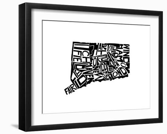 Typographic Connecticut-CAPow-Framed Art Print