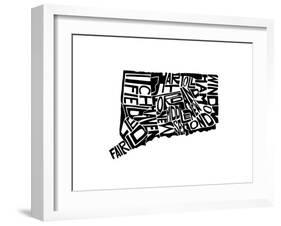 Typographic Connecticut-CAPow-Framed Art Print