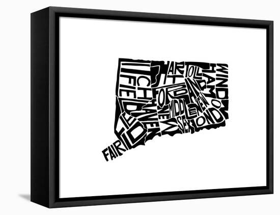 Typographic Connecticut-CAPow-Framed Stretched Canvas