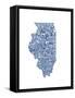 Typographic Illinois Blue-CAPow-Framed Stretched Canvas