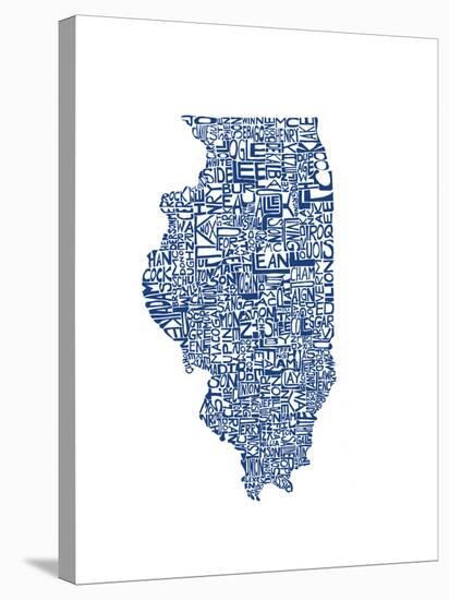 Typographic Illinois Blue-CAPow-Stretched Canvas