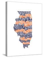 Typographic Illinois Illini-CAPow-Stretched Canvas