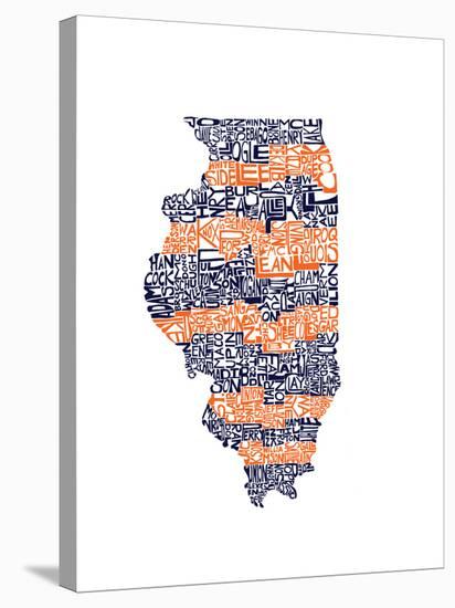 Typographic Illinois Illini-CAPow-Stretched Canvas